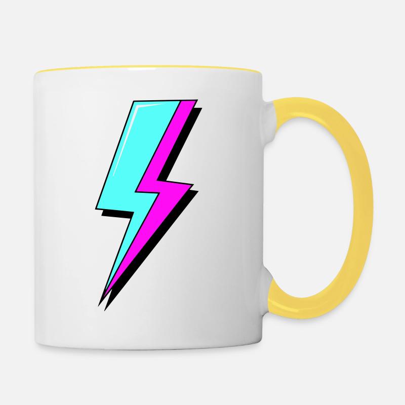 Éclair au néon psychédélique - Mug contrasté - blanc/jaune