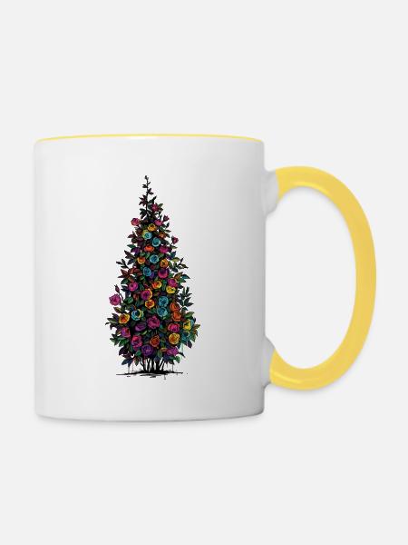 Blütenpyramide Regenbogenfarben - Tasse zweifarbig - Weiß/Gelb