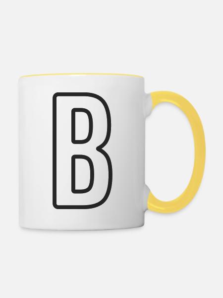 Buchstabe B Typodesign - Tasse zweifarbig - Weiß/Gelb