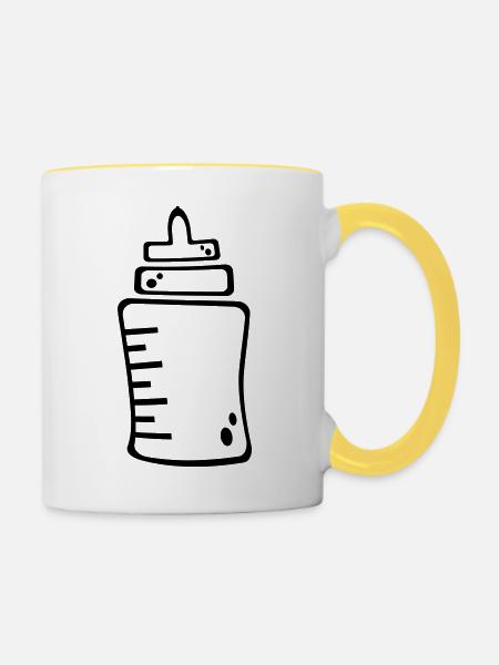 Flasche - Tasse zweifarbig - Weiß/Gelb