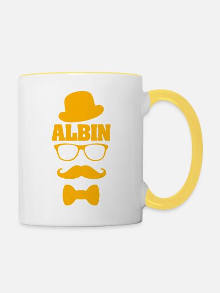 Hipster Albin - Tasse zweifarbig - Weiß/Gelb