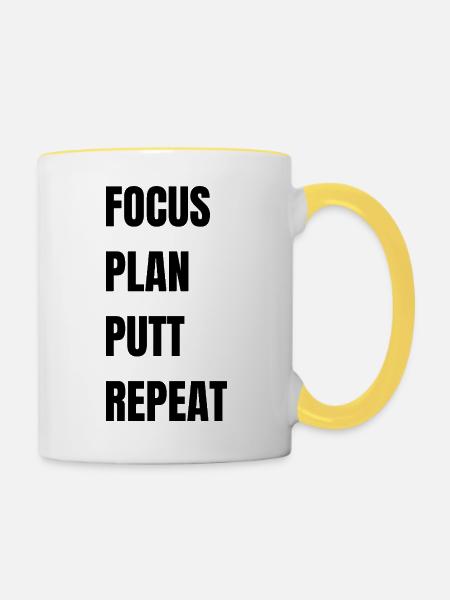 Golf Focus Plan Putt Repeat - Tasse zweifarbig - Weiß/Gelb