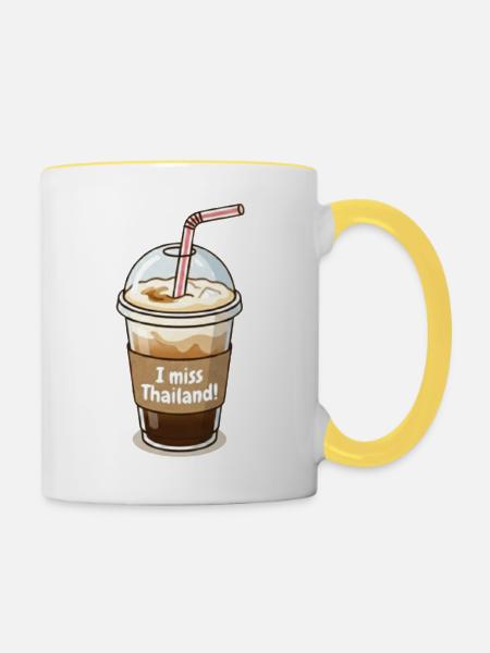Ich vermisse Thailand - Tasse zweifarbig - Weiß/Gelb