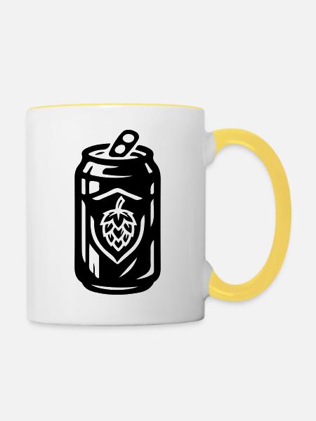Dose Bier - Tasse zweifarbig - Weiß/Gelb