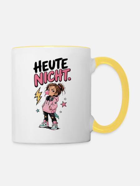 Heute nicht - Tasse zweifarbig - Weiß/Gelb