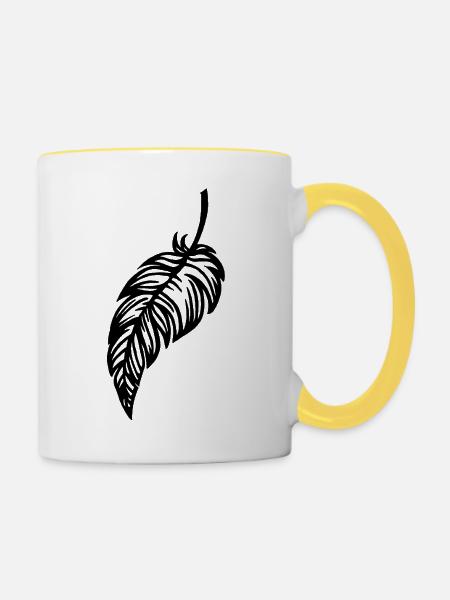 Die Schwarze Feder - Tasse zweifarbig - Weiß/Gelb