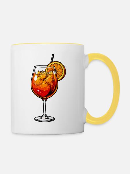 Orangen-Glanz Cocktailglas Illustration - Tasse zweifarbig - Weiß/Gelb