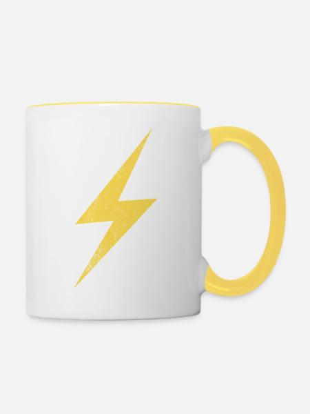 Blitzsymbol Energie Grafik - Tasse zweifarbig - Weiß/Gelb