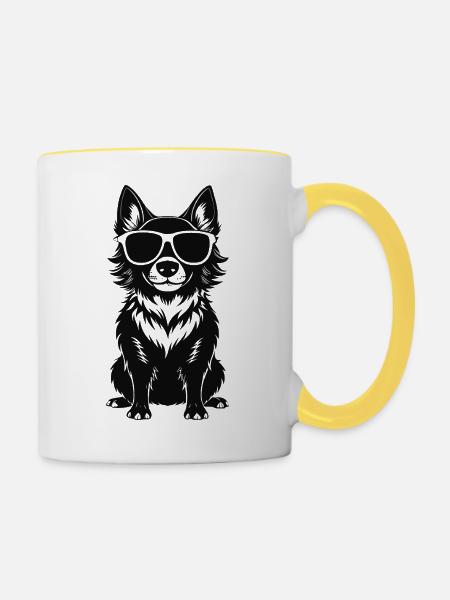 Hundesonnenbrille - Tasse zweifarbig - Weiß/Gelb