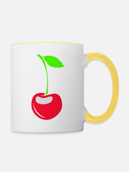 Cherry - Tasse zweifarbig - Weiß/Gelb