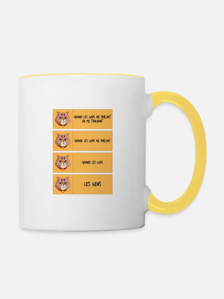 Chat grognon et limites personnelles - Tasse zweifarbig - Weiß/Gelb