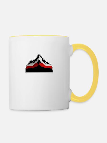 Schweizer Berge - Tasse zweifarbig - Weiß/Gelb