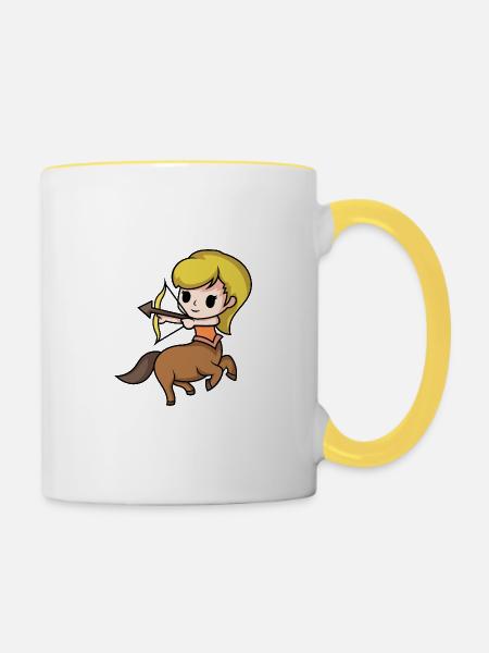 Sternzeichen Schütze - Tasse zweifarbig - Weiß/Gelb