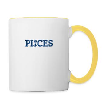 Sternzeichen Fische / Zodiac Pisces - Tasse zweifarbig - Weiß/Gelb - Rechts