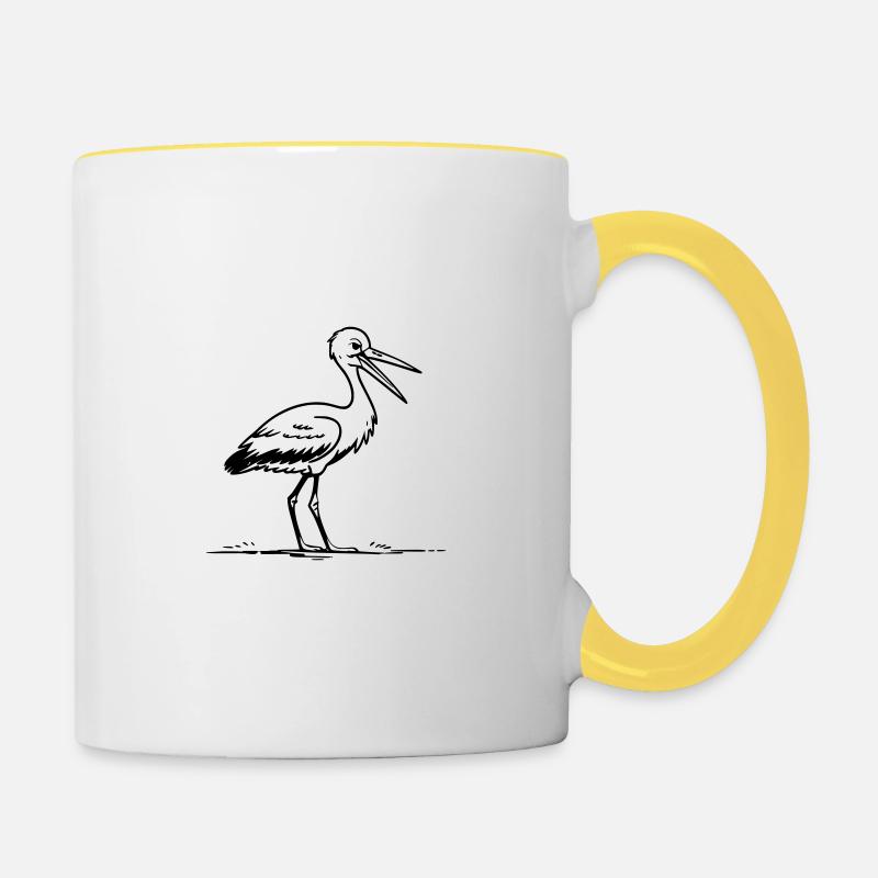 Cigogne comme graphique vectoriel - Mug contrasté - blanc/jaune