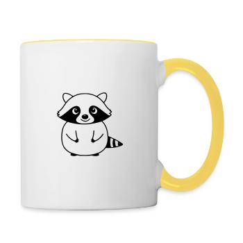 Cute raccoon as vector illustration - Contrasting Mug - white/yellow - Right
