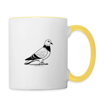 Street pigeon as vector illustration - Contrasting Mug - white/yellow - Right
