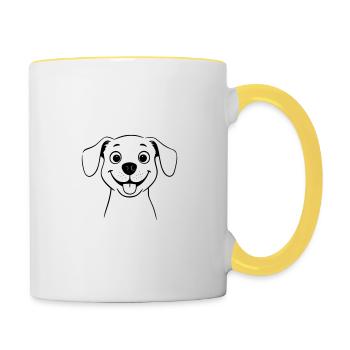 Chien simple comme illustration vectorielle - Mug contrasté - blanc/jaune - Droite