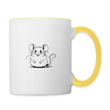 Chubby mouse as vector graphic - Contrasting Mug - white/yellow - Right
