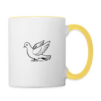 Colombe comme illustration vectorielle - Mug contrasté - blanc/jaune - Droite