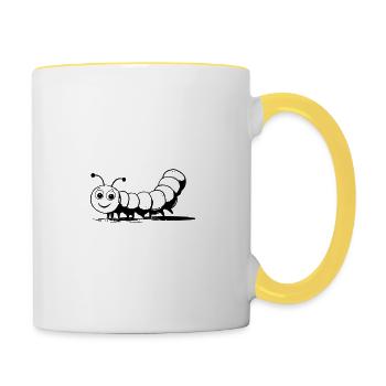 Raupe als Vektorgrafik - Tasse zweifarbig - Weiß/Gelb - Rechts