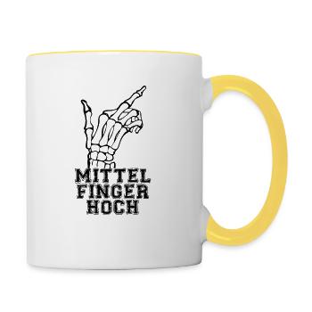Mittelfinger Hoch - Tasse zweifarbig - Weiß/Gelb - Rechts