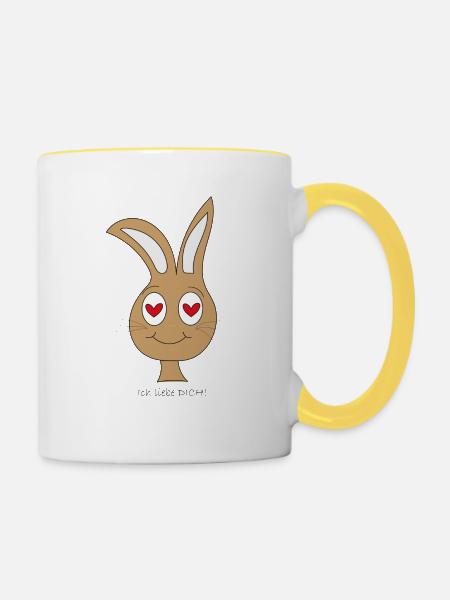 Hase - Tasse zweifarbig - Weiß/Gelb