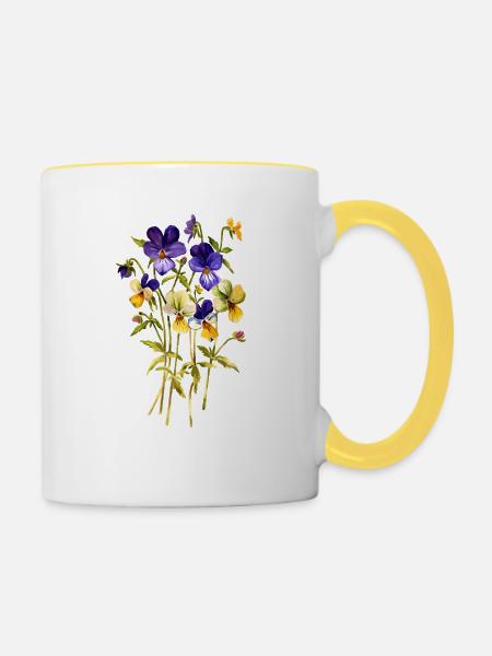 Neffe es Blumen - Tasse zweifarbig - Weiß/Gelb