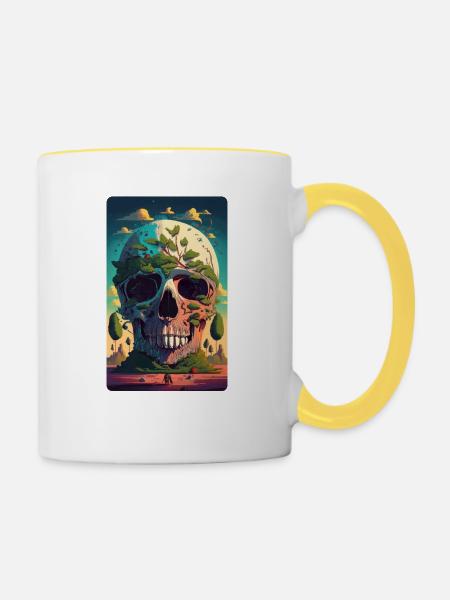 Giant Skull - Tasse zweifarbig - Weiß/Gelb