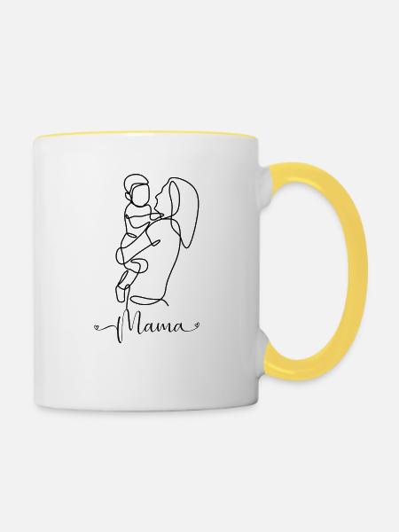 Mama - Tasse zweifarbig - Weiß/Gelb