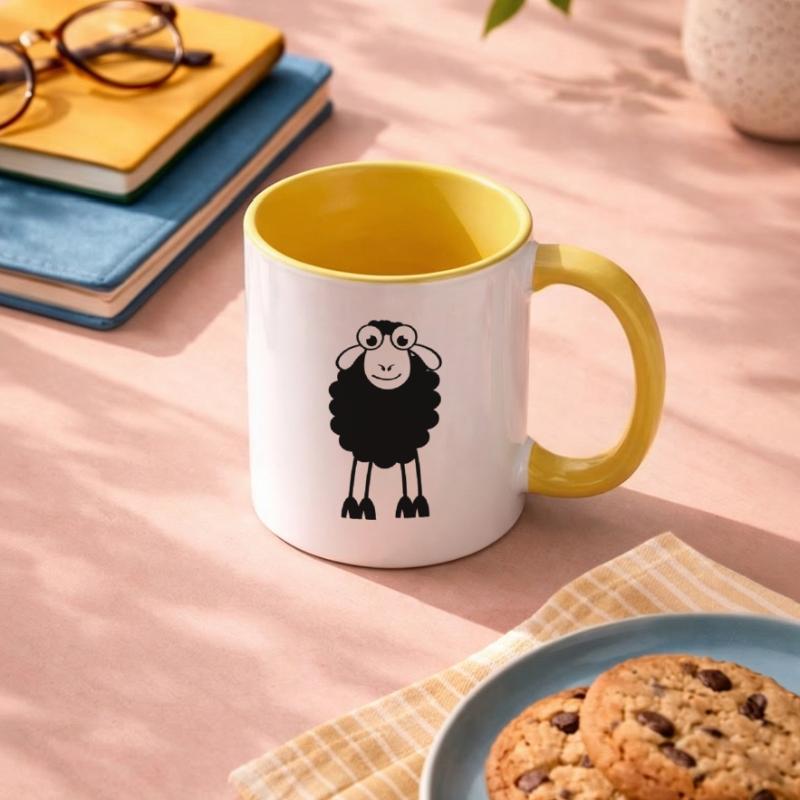 Schafe, weiße oder schwarze Schafe. Träumen oder schlafen Tasse zweifarbig