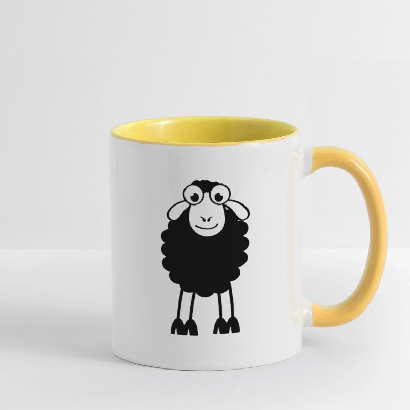 Schafe, weiße oder schwarze Schafe. Träumen oder schlafen Tasse zweifarbig