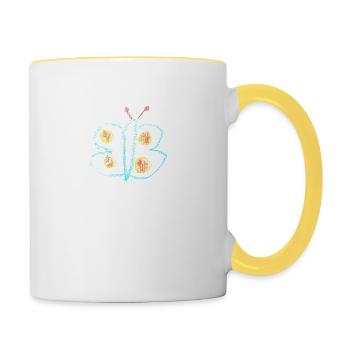 Butterfly - from child painting - Contrasting Mug - white/yellow - Right