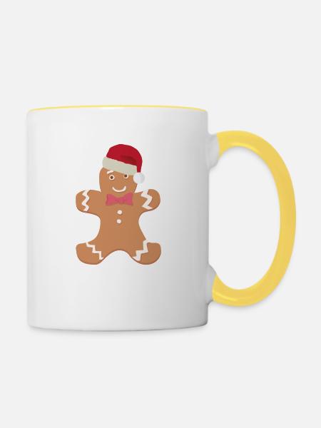 Lebkuchenmännchen - Tasse zweifarbig - Weiß/Gelb