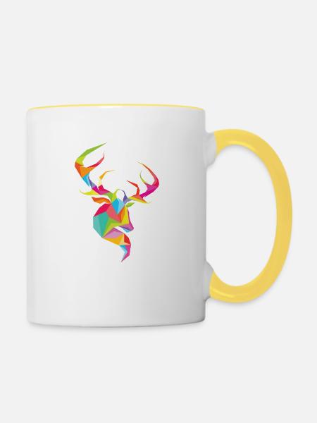 Hirschkopf - Tasse zweifarbig - Weiß/Gelb