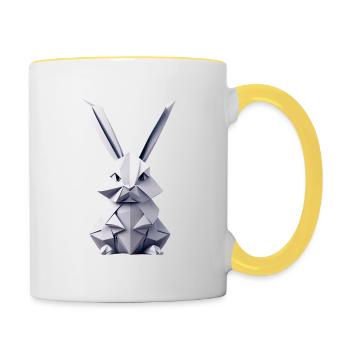 Lapin en origami - Mug contrasté - blanc/jaune - Droite