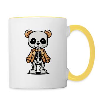 Illustration de squelette d’ours mignon - Mug contrasté - blanc/jaune - Droite