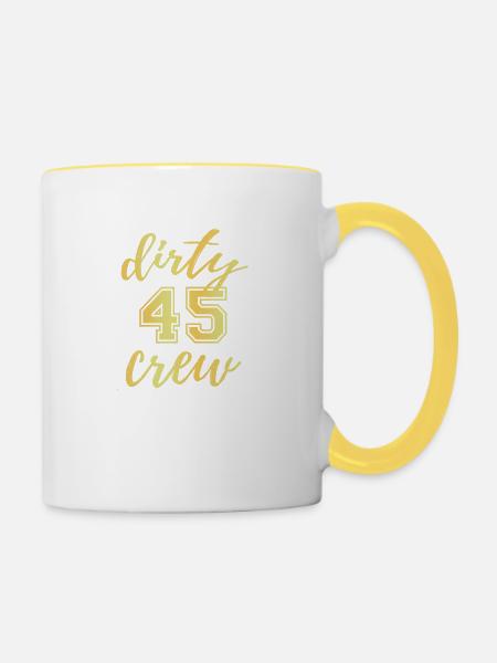 Dirty 45 Besatzung - Tasse zweifarbig - Weiß/Gelb