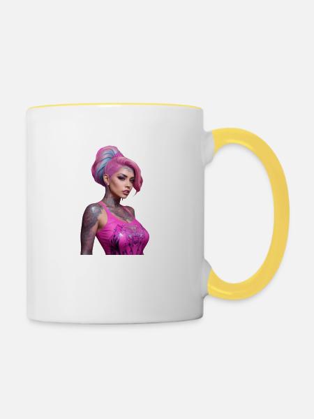 Anime - Tasse zweifarbig - Weiß/Gelb