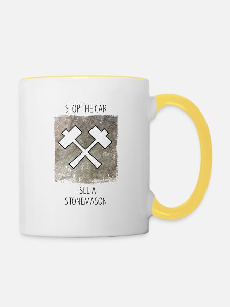 Steinmetz Steinbildhauer Spruch - Tasse zweifarbig - Weiß/Gelb