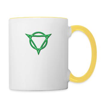 AUM - strength and radiance, digital, green, - Mug contrasté - blanc/jaune - Droite