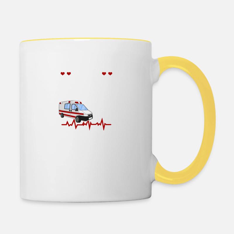 Paramedic Rescue Service Gift · I like him - Contrasting Mug - white/yellow