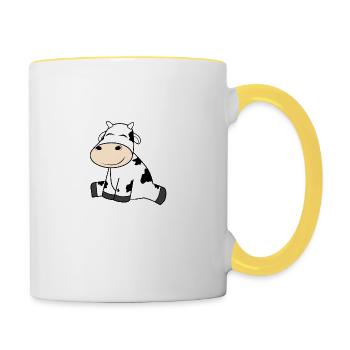 Cadeau de ferme de vache animal vaches · Veau - Mug contrasté - blanc/jaune - Droite