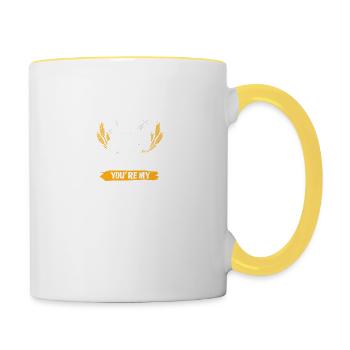 Tracteur agriculture fermier cadeau · ami - Mug contrasté - blanc/jaune - Droite