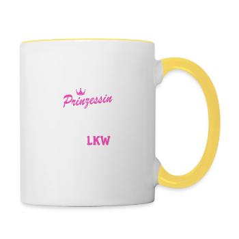 Lastwagen LKW-Fahrerin Frau Geschenk · Prinzessin - Tasse zweifarbig - Weiß/Gelb - Rechts