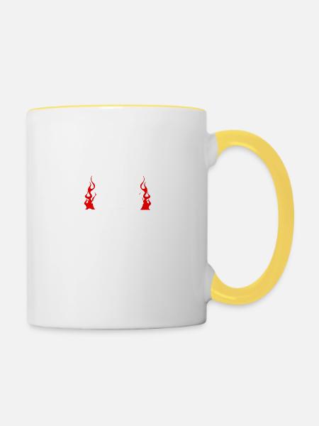 Motorrad Superbike Biker Geschenk · Bremsen - Tasse zweifarbig - Weiß/Gelb