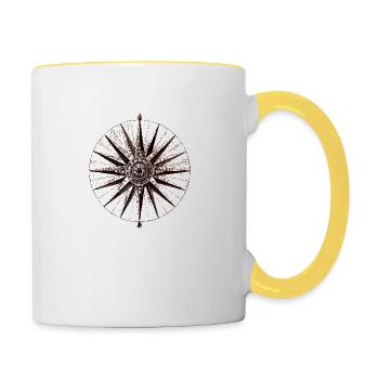 Boussole vintage - Mug contrasté - blanc/jaune - Droite