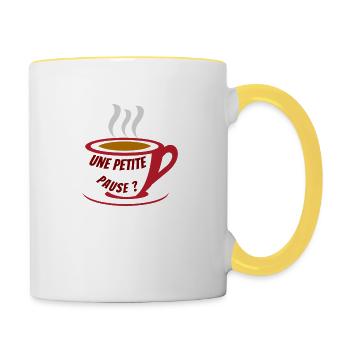 petite pause tasse cafe ou thé - Mug contrasté - blanc/jaune - Droite