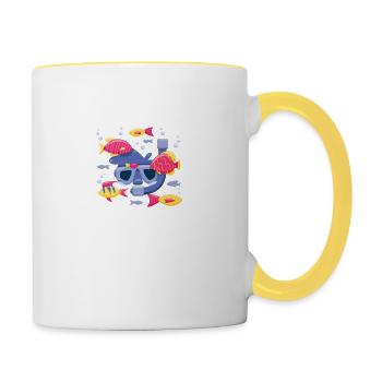 Snorperbaque snorain Plongée Plongée Cadeau De Plongée - Mug contrasté - blanc/jaune - Droite
