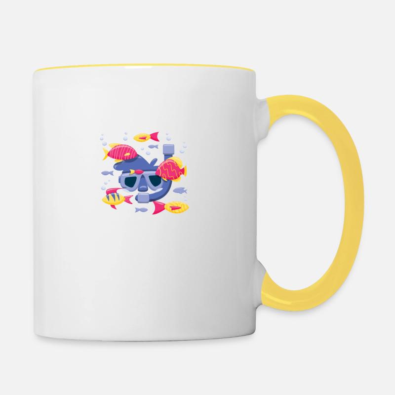 Snorperbaque snorain Plongée Plongée Cadeau De Plongée - Mug contrasté - blanc/jaune